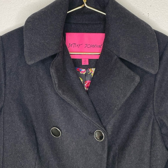 Betsey Johnson coat pea sz 8 charcoal gray fully lined - Picture 2 of 10